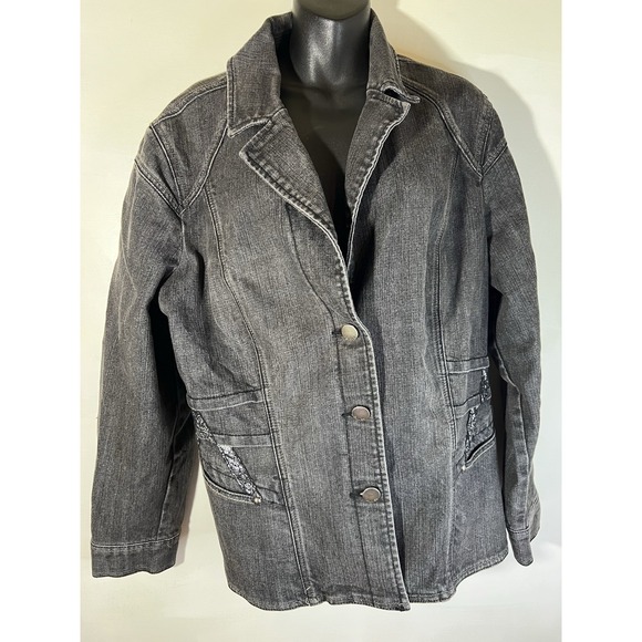 XXL Jackets & Blazers - Vintage MWAH Jean Jacket XXL Black Denim 90s Y2K Rock Motorcycle Cozy Goth